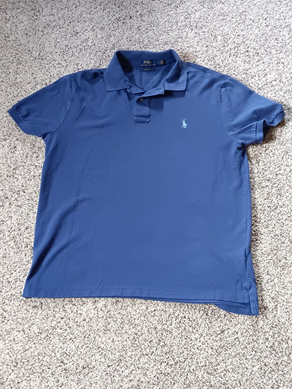 Polo Ralph Lauren Custom Slim Fit Blue Polo Short Sleeve Golf Shirt Mens Large